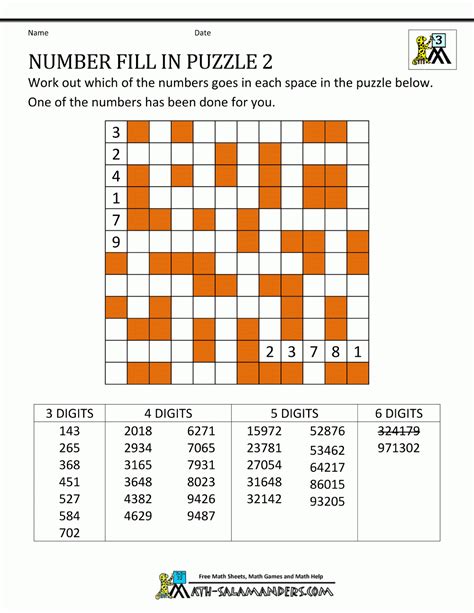 Number Puzzles Worksheets