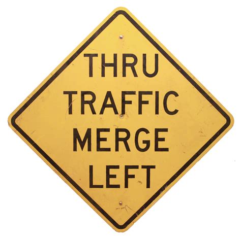 Thru Traffic Merge Left Warning Sign Air Designs