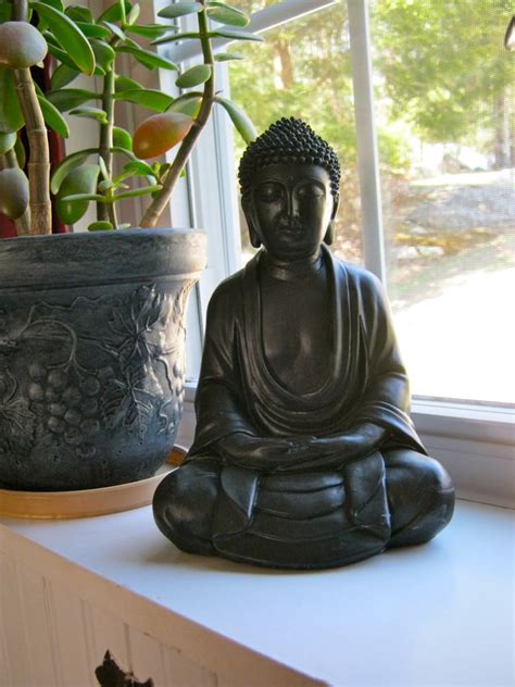 Buddha Statue Meditating Black Buddhist Concrete Statues Etsy