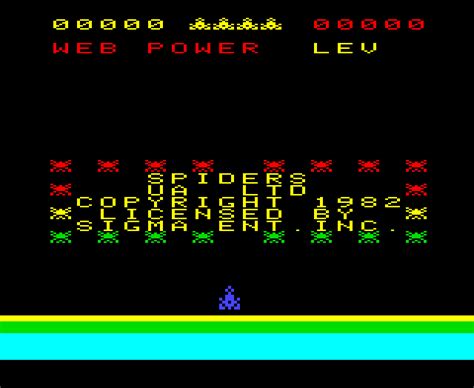 Spiders 1982 By Ua Limited Sigma Enterprises Arcadia 2001 Game