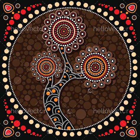 Aboriginal Tree Aboriginal Art Vector Painting With Tree Download