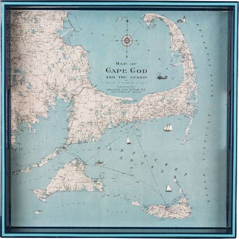 Wholesale Cape Cod 15 X 15 Art Tray Antique Map Cape Cod Paint