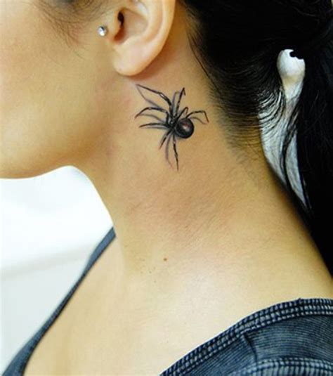 Picture Of Perfect Spider Tattoo On The Neck