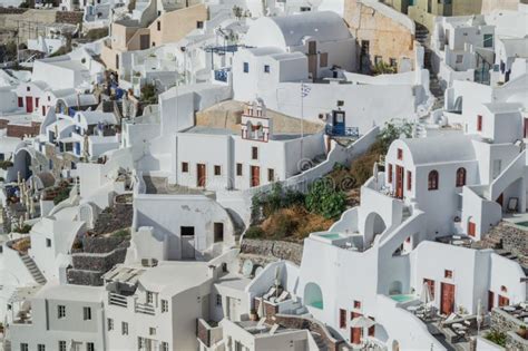 Whitewashed Houses In Oia Santorini Cyclades Greece Stock Photo