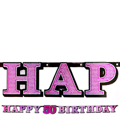 Buy Pink Holographic 50th Birthday Banner For Gbp 199 Card Factory Uk