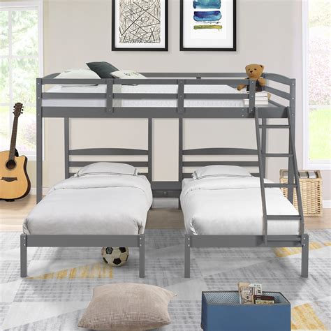 Buy Aukfa Full Over Twin And Twin Bunk Bed Wooden Triple Bunk Bed For