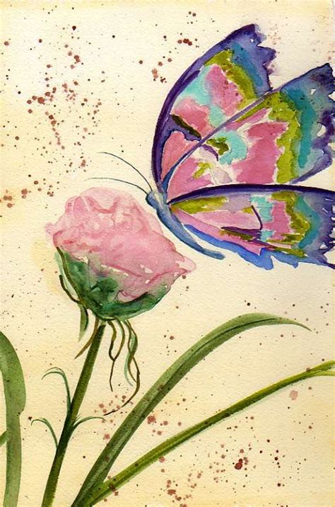 Butterfly On Flowers Watercolor Paintings Art Painting Diy Projects