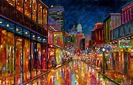 Contemporary Artists of Texas: New Orleans Bourbon Street Cityscape ...