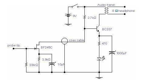 ELECTRIC FIELD DETECTOR - Measuring_and_Test_Circuit - Circuit Diagram
