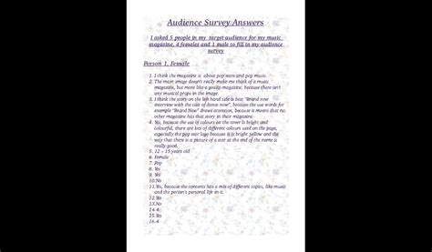 Kelly Elmores As Media Studies Audience Survey Answers