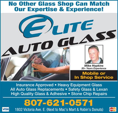 Elite Auto Glass Opening Hours 1802 Victoria Ave E Thunder Bay On