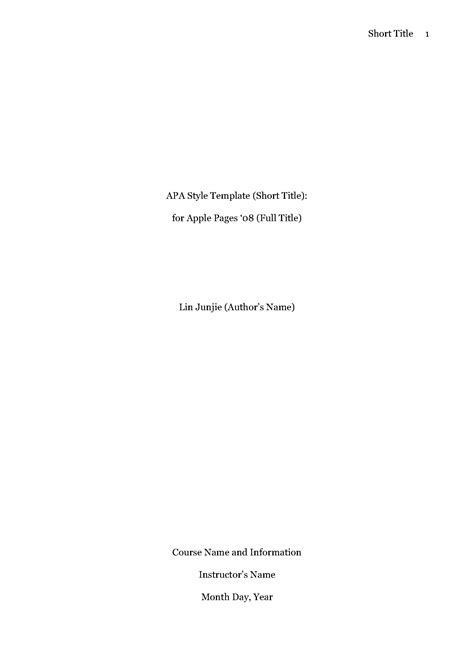 Cover Page Apa Sample Paper