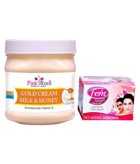 Pink Root Cold Cream Milk Honey 500gm With Fem Diamond Bleach Day