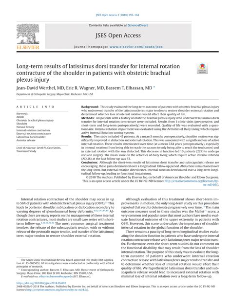 Pdf Long Term Results Of Latissimus Dorsi Transfer For Internal