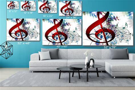 Musical Notes Canvas Wall Art Large Framed Music Print Home Etsy