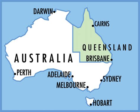 Map Of Australia Showing Queensland Queensland Australia