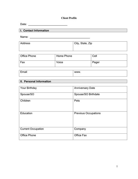 Client Profile Sample Download Free Documents For Pdf Word And Excel