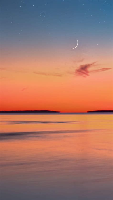 Crescent Moon In The Sunset