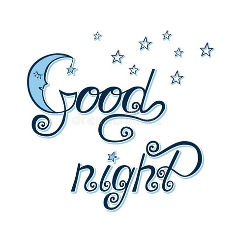 Good Night Word Written In Calligraphy Style Stock Vector