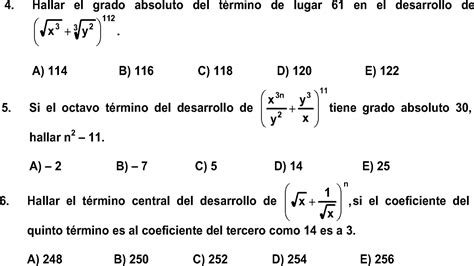 Despliegue Del Binomio De Newton Ejemplos