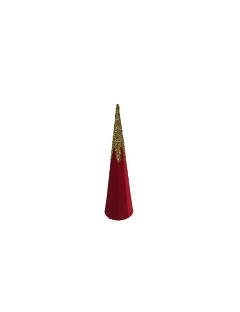 50cmh Red Velvet Gold Glitter Cone Tree Christmas Affordable