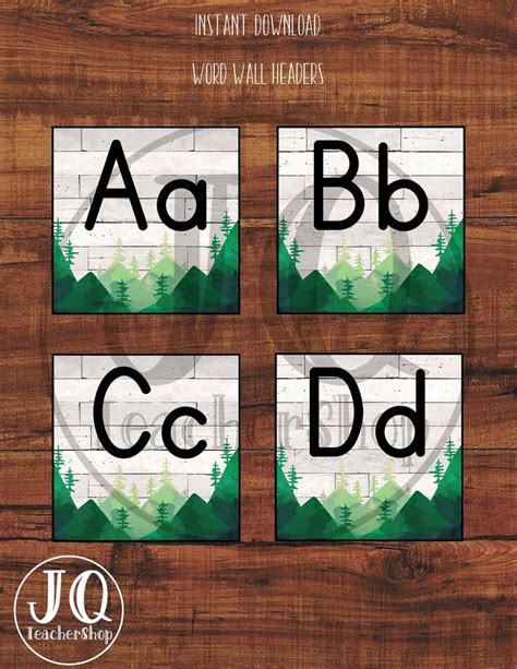 Printable Word Wall Letters Small Alphabet Cards Mountain Etsy