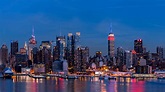Фотографии Нью-Йорк США Ночь Реки Небоскребы город Здания 2560x1440