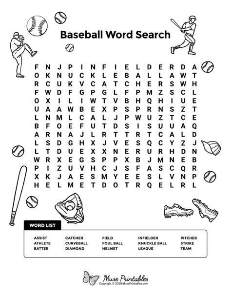 Baseball Word Search Printable Printable Templates