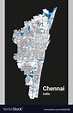 Chennai map detailed map of city Royalty Free Vector Image