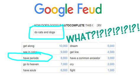 Click an answer to copy it to your clipboard! Google Feud! Ep.1 Cats have Periods?!!... - YouTube
