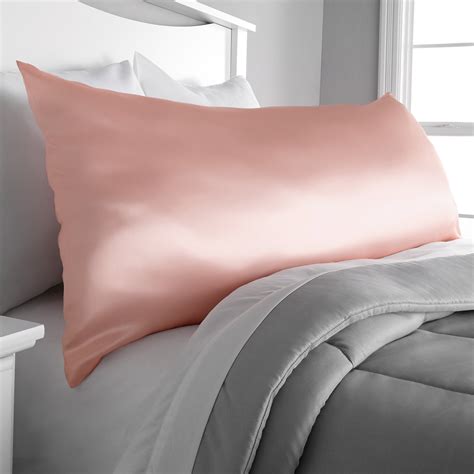 Mainstays Satin Solid Body Pillow Cover Zipper Closure 20 X 52 Blush