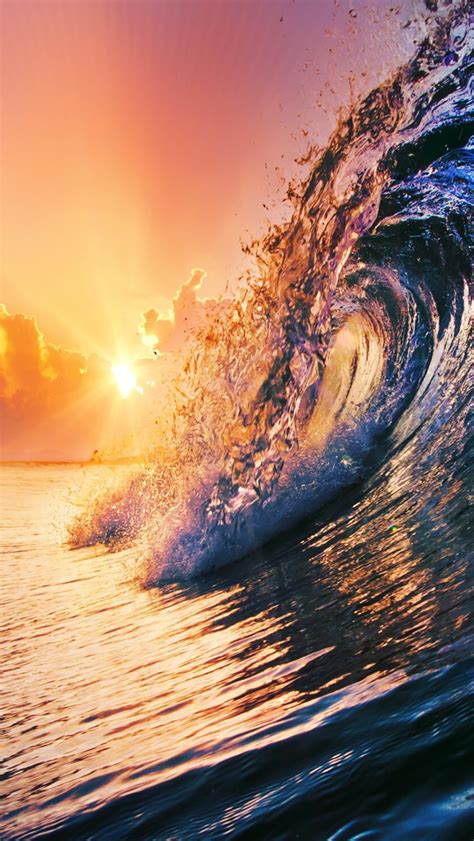 Surging Wave Under Sunset Iphone Wallpapers Free Download