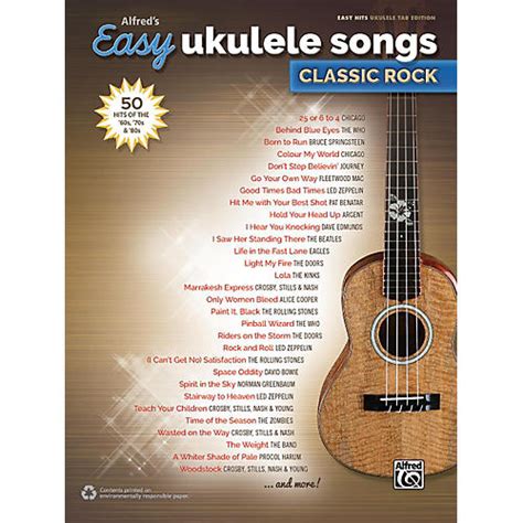 Here are some great songs to play with three ukulele chords. Alfred Alfred's Easy Ukulele Songs: Classic Rock - Easy Hits Ukulele TAB | Musician's Friend