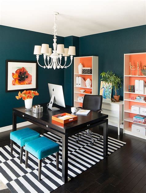 Choose your favorite teal blue designs and purchase them as wall art, home decor, phone cases, tote bags, and more! Hot Trend: 25 Vibrant Home Offices with Bold Orange ...