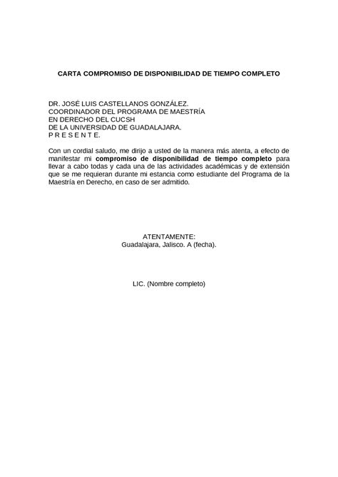 Carta Compromiso Formato Machote Apuntes De Derecho Civil Docsity