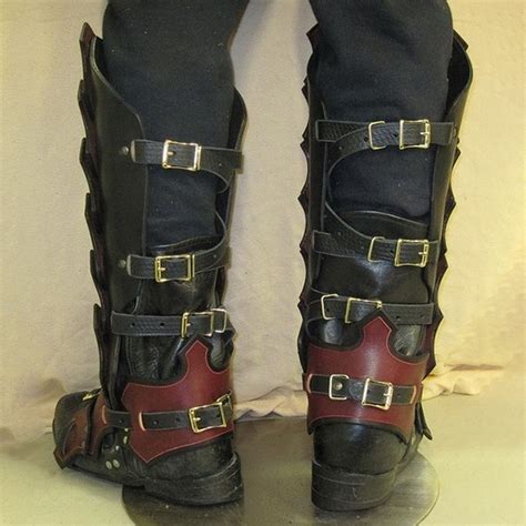 A Pair Of Leather Gaiters Cosplay Medieval Retro Knight Leather