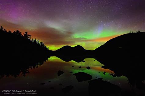 A Mesmerizing Photo Of The Aurora Borealis Over Jordan Pond In Acadia