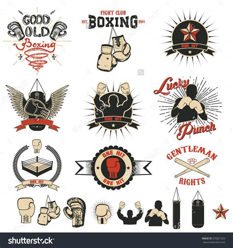Set Of The Boxing Club Labels Emblems And Design Elements Design