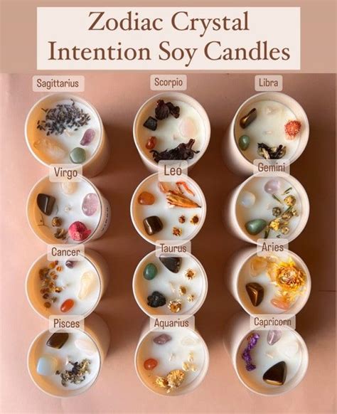 Zodiac Crystal Intention Candles With Crystals Zodiac Astrology Candle