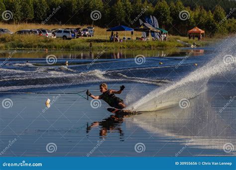 Water Skiing Slalom Carving Editorial Photo Image Of Athlete Slalom