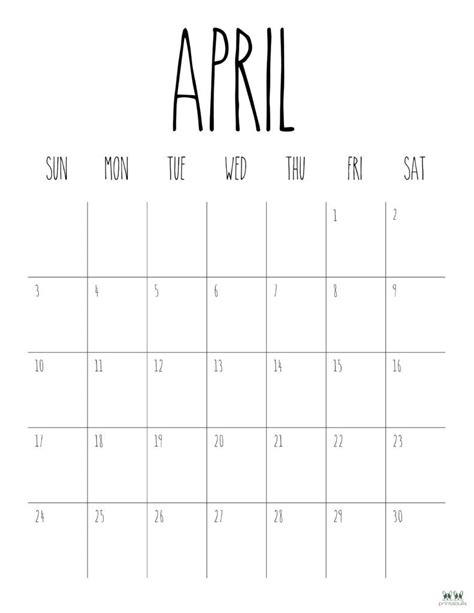 Printable April 2022 Calendar Style 9 April Calender Calendar Salon