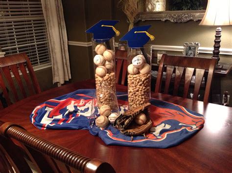 Find festive themes, party decorations, games and tips on how to celebrate an 80th birthday in style! Graduation centerpiece for my baseball senior | Let's ...