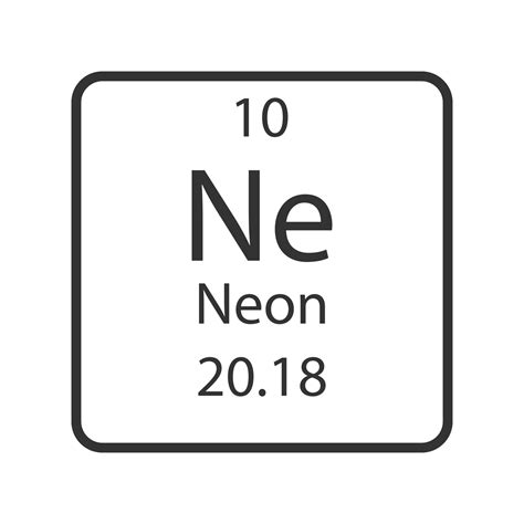 Neon Symbol Chemical Element Of The Periodic Table Vector