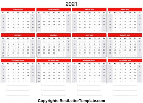 Blank Printable Calendar 2021 Best Letter Template