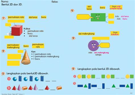 Rosidah binti said unit matematik 2 ppg kohort 2. Bentuk 2D dan 3D Tahun 1 worksheet