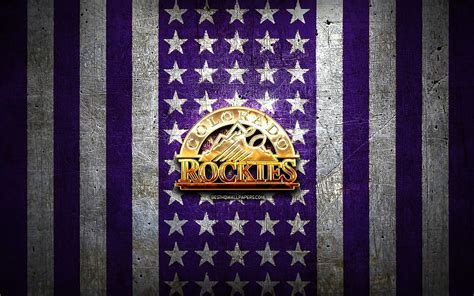 Colorado Rockies Flag Mlb Violet White Metal Background American