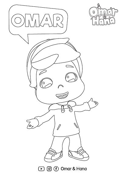 Very Cute Omar Hana Colouring Pages For Kids Picolour