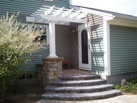 Pergola With Stone Column And Steps By Bahler Brothers Really Defines