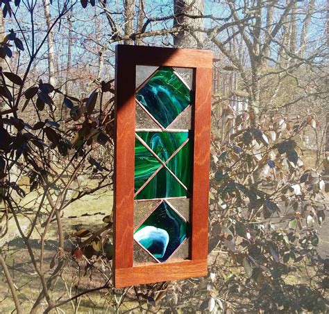 Outdoor Solid Mahogany Framed Stained Glass Panel Etsy