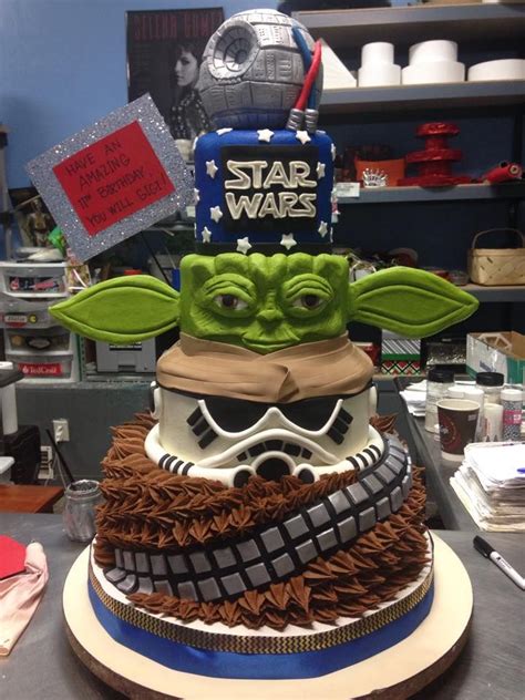 Star Wars Tiered Cake Adrienne And Co Bakery Bolo Star Wars Star Wars